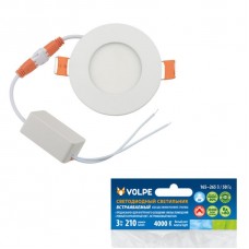 Встраиваемый светодиодный светильник (UL-00003858) Volpe ULM-Q263 3W/NW IP20 White 1 Polybag