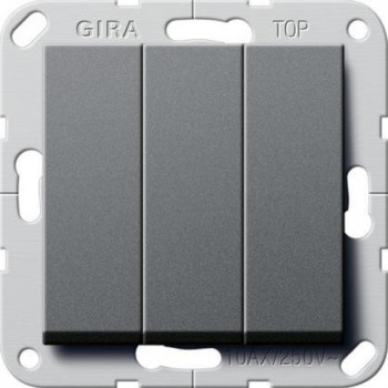 Выключатель трехклавишный Gira System 55 10A 250V антрацит 284428 (Германия)
