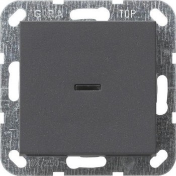 Выключатель кнопочный одноклавишный Gira System 55 с подсветкой 10A 250V антрацит 012228 (Германия)