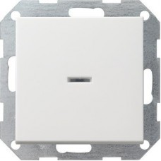 Выключатель кнопочный одноклавишный Gira System 55 с подсветкой 10A 250V чисто-белый глянцевый 012203