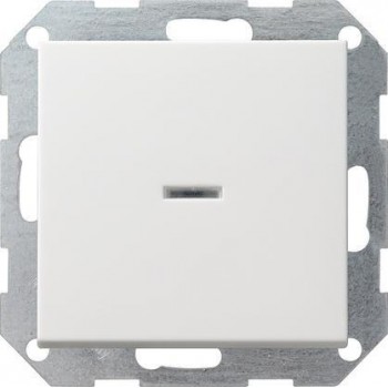 Выключатель кнопочный одноклавишный Gira System 55 с подсветкой 10A 250V чисто-белый глянцевый 012203 (Германия)