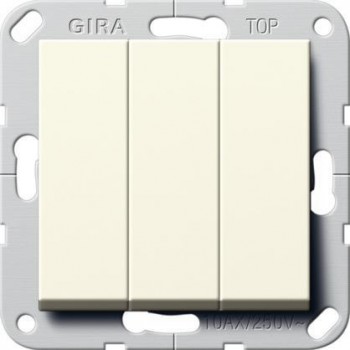 Выключатель трехклавишный Gira System 55 10A 250V кремовый глянцевый 284401 (Германия)