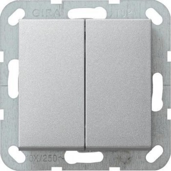 Переключатель кнопочный двухклавишный перекрестный Gira System 55 10A 250V алюминий 012826 (Германия)