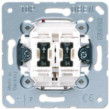 Выключатель двухклавишный кнопочный с подсветкой Jung 10А 250V 535U5 (ГЕРМАНИЯ)