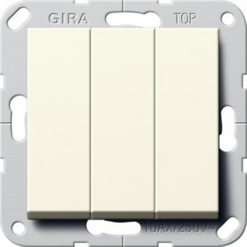 Выключатель трехклавишный Gira System 55 10A 250V британский стандарт кремовый глянцевый 283001 (Германия)
