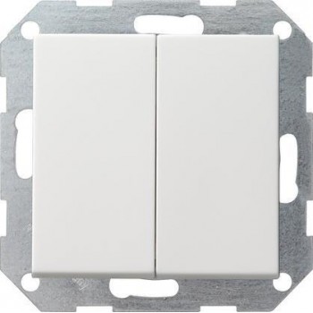 Выключатель кнопочный двухклавишный Gira System 55 10A 250V чисто-белый глянцевый 012503 (Германия)