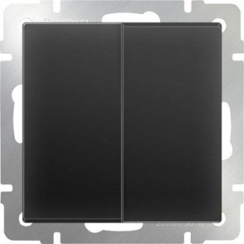 Выключатель двухклавишный проходной черный матовый WL08-SW-2G-2W 4690389054167 (Швеция)