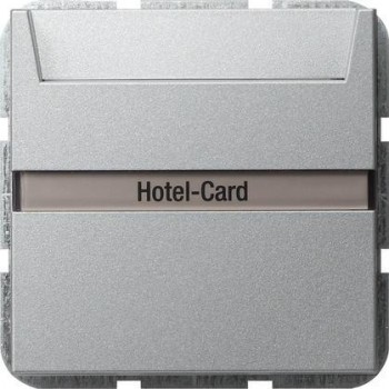 Выключатель карточный Gira System 55 с подсветкой 10A 250V алюминий 014026 (Германия)