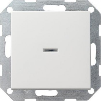 Переключатель кнопочный одноклавишный Gira System 55 с подсветкой 10A 250V чисто-белый глянцевый 013603 (Германия)