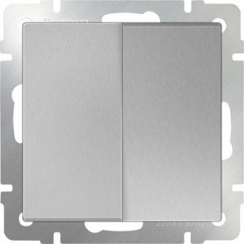 Выключатель двухклавишный серебряный WL06-SW-2G 4690389053832 (Швеция)