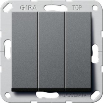 Выключатель трехклавишный Gira System 55 10A 250V британский стандарт антрацит 283028 (Германия)