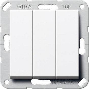 Выключатель трехклавишный Gira System 55 10A 250V британский стандарт чисто-белый глянцевый 283003 (Германия)