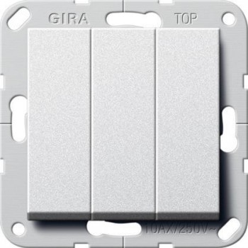 Выключатель трехклавишный Gira System 55 10A 250V алюминий 284426 (Германия)