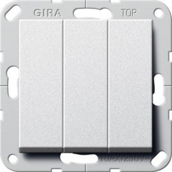 Выключатель трехклавишный Gira System 55 10A 250V британский стандарт алюминий 283026 (Германия)