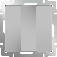 Выключатель трехклавишный серебряный WL06-SW-3G 4690389073441