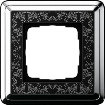 Рамка 1-постовая Gira ClassiX Art хром/черный 0211682 (Германия)