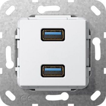 Розетка двойная USB 3.0 A Gira System 55 чисто-белый глянцевый 568403 (Германия)