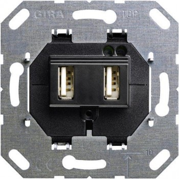 Розетка двойная USB А Gira System 55 для электропитания выходы 235900 (Германия)