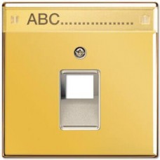 Накладка 1-ой наклонной телефонной/компьютерной розетки с полем для надписи Jung LS 990 блеск золота GO2969-1NAUA