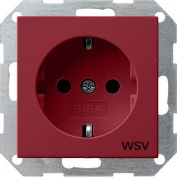 Розетка Gira System 55 Schuko WSV с/з 16A 250V безвинтовой зажим красный 044902 (Германия)