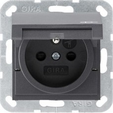 Розетка Gira System 55 с/з со шторками крышкой 16A 250V безвинтовой зажим антрацит 048828