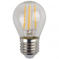 Лампа светодиодная филаментная ЭРА E27 5W 4000K шар прозрачный F-LED P45-5W-840-E27