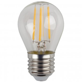 Лампа светодиодная филаментная ЭРА E27 5W 4000K шар прозрачный F-LED P45-5W-840-E27 (Россия)