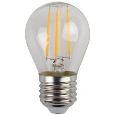 Лампа светодиодная филаментная ЭРА E27 5W 4000K прозрачный F-LED Р45-5W-840-E27