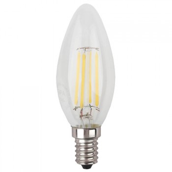 Лампа светодиодная филаментная ЭРА E14 7W 2700K прозрачная F-LED B35-7W-827-E14 (Россия)