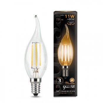 Лампа светодиодная филаментная E14 11W 2700К прозрачная 104801111 (Россия)