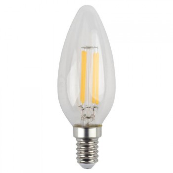 Лампа светодиодная филаментная ЭРА E14 5W 4000K прозрачная F-LED B35-5W-840-E14 (Россия)