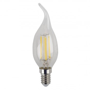 Лампа светодиодная филаментная ЭРА E14 5W 2700K свеча на ветру прозрачная F-LED BXS-5W-827-E14 (Россия)