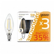 Лампа светодиодная Gauss филаментная E14 5W 2700К прозрачная 103801105T