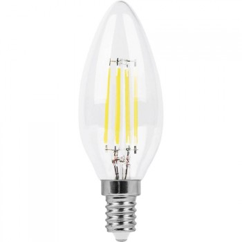 Лампа светодиодная филаментная Feron E14 11W 4000K Свеча Прозрачная LB-713 38008 (Россия)