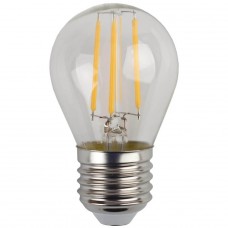Лампа светодиодная филаментная ЭРА E27 5W 2700K прозрачная F-LED P45-5W-827-E27