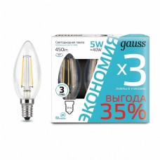 Лампа светодиодная Gauss филаментная E14 5W 4100К прозрачная 103801205T