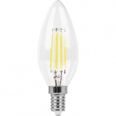 Лампа светодиодная филаментная Feron E14 9W 4000K Свеча Прозрачная LB-73 25958