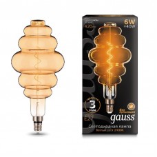 Лампа светодиодная Gauss филаментная E27 6W 2400K золотая 158802006