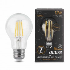 Лампа светодиодная Gauss филаментная E27 12W 2700К груша прозрачная 102802112