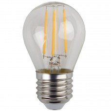 Лампа светодиодная филаментная ЭРА E27 5W 2700K шар прозрачный F-LED P45-5W-827-E27