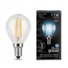 Лампа светодиодная Gauss филаментная E14 11W 4100К прозрачная 105801211