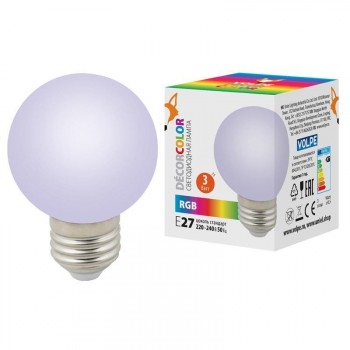 Лампа светодиодная Volpe E27 3W матовая LED-G60-3W/RGB/E27/FR/С UL-00006960 (КИТАЙ)