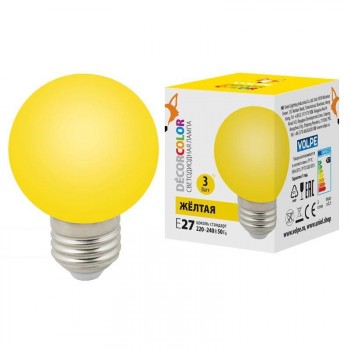 Лампа светодиодная Volpe E27 3W желтая LED-G60-3W/Yellow/E27/FR/С UL-00006961 (КИТАЙ)