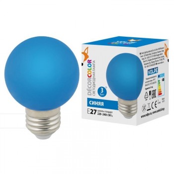 Лампа светодиодная Volpe E27 3W синяя LED-G60-3W/Blue/E27/FR/С UL-00006957 (КИТАЙ)