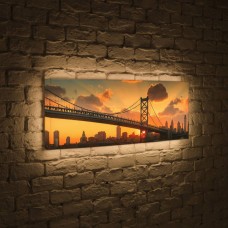 Лайтбокс панорамный Бруклинский мост на рассвете 45x135-p020