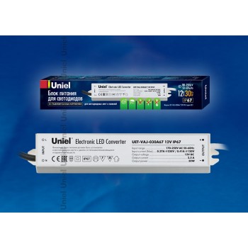 Блок питания для светодиодов Uniel (10587) 30W 2,5мА IP67 UET-VAJ-030A67 (Китай)