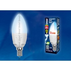 Лампа светодиодная Uniel (UL-00000689) E14 6W 4500K свеча матовая LED-C37-6W/NW/E14/FR/DIM PLP01WH