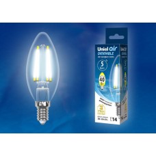 Лампа светодиодная Uniel диммируемая (UL-00002862) E14 5W 4000K свеча LED-C35-5W/NW/E14/CL/DIM GLA01TR