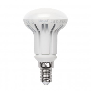 Лампа светодиодная (UL-00000933) E14 6W 3000K рефлектор матовый LED-R50-6W/WW/E14/FR/DIM PLP01WH (Китай)