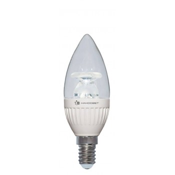 Лампа светодиодная диммируемая E14 6,5W 2700K свеча прозрачная LC-CDCL-D-6.5/E14/827 L230 (Россия)